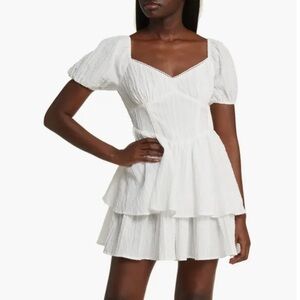 NWT white crinkle tiered mini dress from all in favor